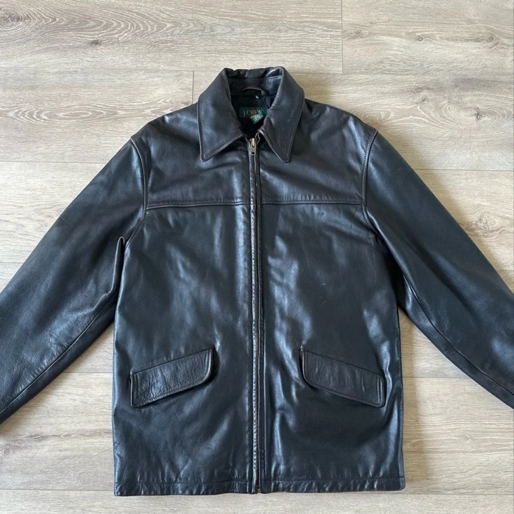 Vintage J. Crew Genuine Thick Leather Jacket Classic Fit - Picture 12 of 12